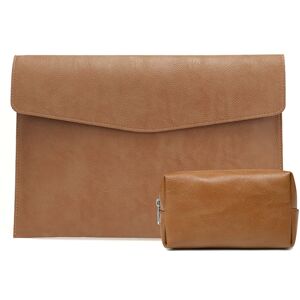 Shoppo Marte PU Leather Litchi Pattern Sleeve Case For 14 Inch Laptop, Style: Liner Bag + Power Bag  (Light Brown)