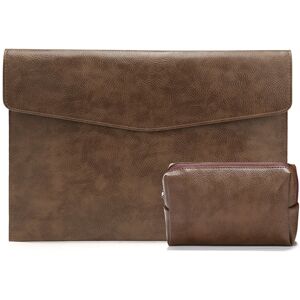 Shoppo Marte PU Leather Litchi Pattern Sleeve Case For 14 Inch Laptop, Style: Liner Bag + Power Bag  (Dark Brown)