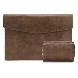 Shoppo Marte PU Leather Litchi Pattern Sleeve Case For 13.3 Inch Laptop, Style: Liner Bag + Power Bag  (Dark Brown)