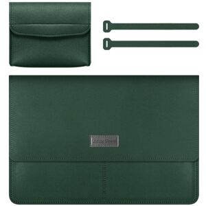 Shoppo Marte Litchi Pattern PU Leather Waterproof Ultra-thin Protection Liner Bag Briefcase Laptop Carrying Bag for 13-14 inch Laptops(Dark green)