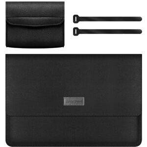 Shoppo Marte Litchi Pattern PU Leather Waterproof Ultra-thin Protection Liner Bag Briefcase Laptop Carrying Bag for 13-14 inch Laptops(BLACK)