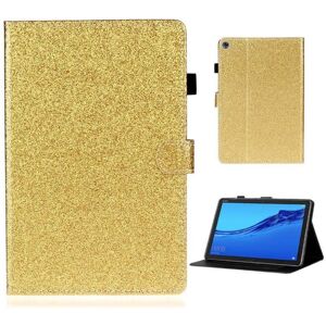 Generic Huawei Mediapad M5 Lite Glitter Shiny Læder Flip Etui - Guld