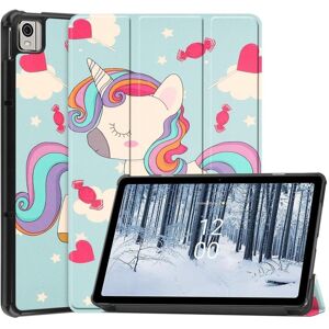 Generic Nokia T21 trifold pattern leather flip case - Unicorn