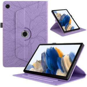 My Store Samsung Galaxy Tab A8 10.5 Tree Life præget rotation Lær Smart Tablet Case (lilla)