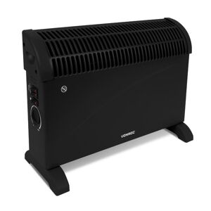 VONROC El-radiator - 2000W - Sort - Turbo Fan - Justerbar termostat - 3 varmeindstillinger - Til rum op til 24m2 - Ekstra tykt stål