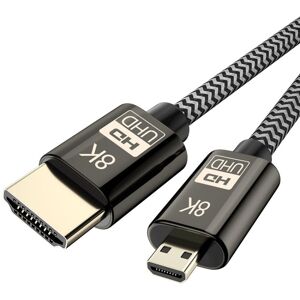 My Store 1m 8K UHD Micro HDMI to HDMI Nylon Braided Audio Video Cable