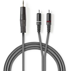 Nedis Stereo Audio kabel   3.5 mm Hanstik   2x RCA Hanstik   Nikkelplateret   3.00 m   Runde   Mørkegrå   Kartonhylster