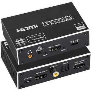 NÖRDIC HDMI Extractor 4K60Hz HDMI til HDMI + Optisk Toslink + Koaksial + 3,5 mm lyd + 7,1 CH HDMI-understøttelse af eARC / ARC HDR Dolby ATMOS