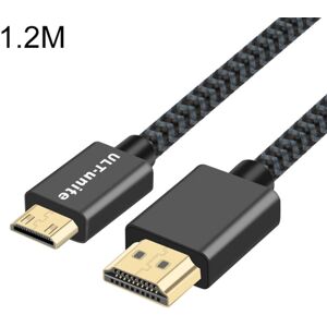 ULT-unite Gold-plated Head HDMI 2.0 Male to Mini HDMI Male Nylon Braided Cable, Cable Length: 1.2m(Black)