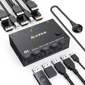 Shoppo Marte KC-KVM202DPA-USB2.0 DP 3DP+3DP KVM Switch (Black)