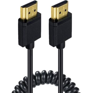 JUNSUNMAY 4K 60Hz HDMI Male to Male HDMI 2.0V Elbow Head Spring Cable, Length:1.2m(Straight)