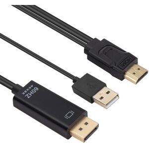 Shoppo Marte HDMI to USB+DisplayPort Adapter Cable with Power Supply, Length: 1.8m(Black)