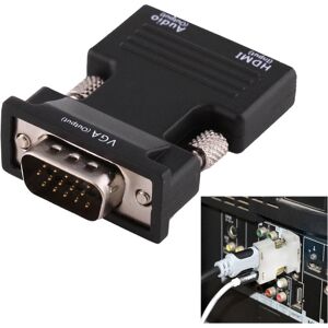 Shoppo Marte HDMI Female to VGA Male Converter with Audio Output Adapter for Projector, Monitor, TV Sets(Black)