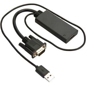 Shoppo Marte HD55Y VGA To HDMI Adapter Cable VGA+USB To HD 1080P Converter With Power Supply(Black)