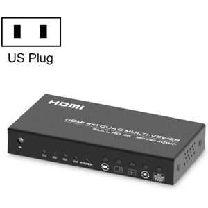 FJGEAR FJ-401HF 4 In 1 Out 4K HDMI Splitter Supports Four Screen Segmentation, Plug Type:US Plug(Black)