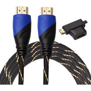 Shoppo Marte 3m HDMI 1.4 Version 1080P Woven Net Line Blue Black Head HDMI Male to HDMI Male Audio Video Connector Cable with Mini HDMI & Micro HDMI & HDMI 3 in 1