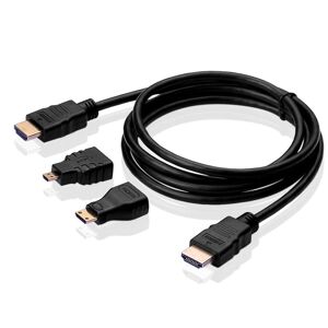 Shoppo Marte 3 in 1 Full HD 1080P HDMI Cable Adaptor Kit (1.5m HDMI Cable + HDMI to Mini HDMI Adaptor + HDMI to Micro HDMI Adaptor)