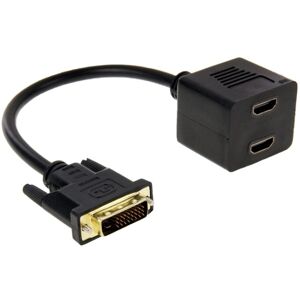 Shoppo Marte 29.5cm DVI 24+1 Pin Male to 2 x HDMI Female Splitter Cable(Black)