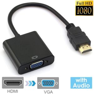 Shoppo Marte 24cm Full HD 1080P HDMI to VGA + Audio Output Cable for Computer / DVD / Digital Set-top Box / Laptop / Mobile Phone / Media Player(Black)