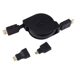 Shoppo Marte 1m HDMI Male to HDMI Male Retractable Video Audio Connector Adapter Cable with Mini HDMI & Micro HDMI Adapters for HDTV Monitor & Projector & PC & Cam