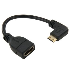 Shoppo Marte 16cm Gold Plated Mini HDMI Male to HDMI 19 Pin Female Cable, 90 Degree Right Angle