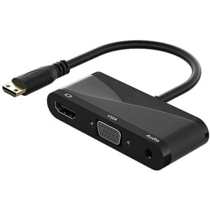 Shoppo Marte h114 3 in 1 Mini HDMI to HDMI + VGA + 3.5 Audio Converter Cable(Black)