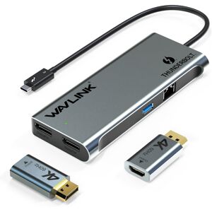 WAVLINK WL-UTD05H Thunderbolt 3 Dual 4K Mini Docking Station Converter With 2 DP to HD Adapters