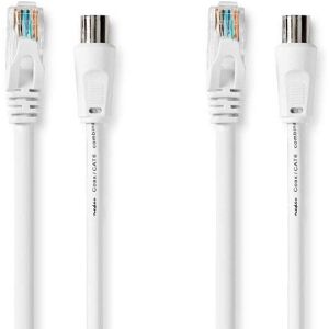 Nedis Coax & CAT6 Combi Cable   IEC (Coax) Han / RJ45 Han   IEC (Coax) Hun / RJ45 Han   Nikkelplateret   RG58   75 Ohm   Dobbelt afskærmet   1.50 m   Runde