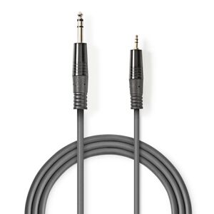 Nedis Stereo Audio kabel   6.35 mm Hanstik   3.5 mm Hanstik   Nikkelplateret   1.50 m   Runde   Mørkegrå   Kartonhylster