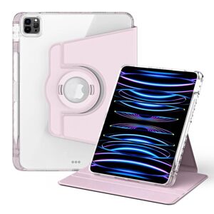 My Store iPad Pro 12.9 2022 / 2021 / 2020 360 aftageligt aftageligt tabletetui i klart akryllæder (lyserød)