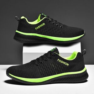 Shoppo Marte JD-9088 Autumn Fly Woven Soft Bottom Men Leisure Shoes Couple Running Shoes, Size: 42(Black Green)