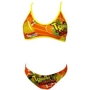 Turbo Tynd Bikini Med Rem Tequilla Sunrise Gul,Orange 5XL Kvinde