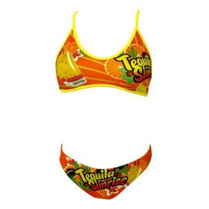 Turbo Tynd Bikini Med Rem Tequilla Sunrise Gul,Orange 4XL Kvinde