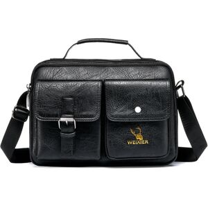 WEIXIER 9558 Large Capacity Men Bag Retro Shoulder Bag(Black)