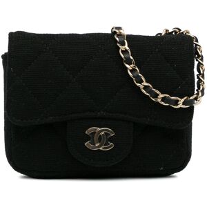 Pre-owned Chanel CC Jersey Flap Chain Belt Bag Black