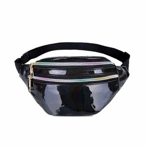 Megabilligt Glossy Metallic Waist Bag Mave Bag Cross Body Bum Bag - Sort