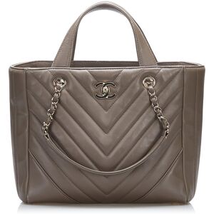 Pre-owned Chanel CC Chevron Satchel Brown