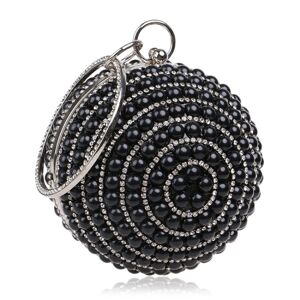 Shoppo Marte Ball Shape Women Fashion Banquet Party Pearl Handbag(Black)