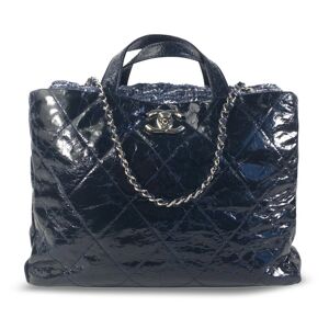 Pre-owned Chanel Glazed Calfskin Portobello Satchel Blue