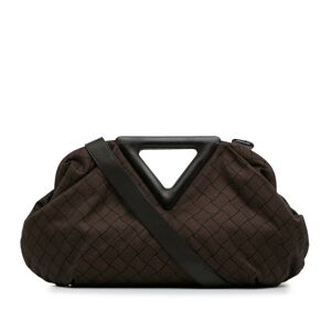 Pre-owned Bottega Veneta Nylon Intrecciato Effect Point Satchel Brown