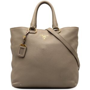 Pre-owned Prada Vitello Daino Satchel Gray