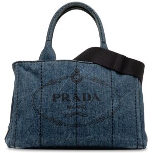 Pre-owned Prada Canapa Logo Denim Satchel Blue