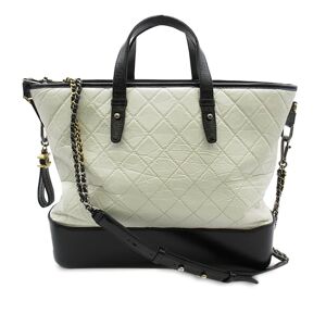 Pre-owned Chanel Large Aged Calfskin Gabrielle Shopping Tote White