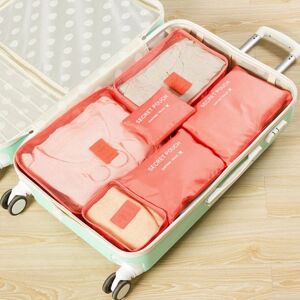 Shoppo Marte 6 PCS/Set Travel Bag ClothesLuggage Organizer High Capacity Mesh Packing Cubes(Watermelon red)