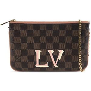 Pre-owned Louis Vuitton Damier Ebene Pochette Double Zip Brown