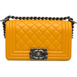 Pre-owned Chanel Small Lambskin Boy Flap Yellow