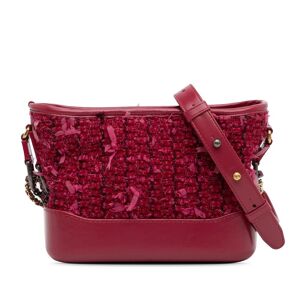 Pre-owned Chanel Small Tweed Gabrielle Hobo Red