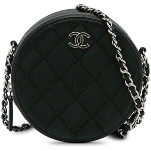 Pre-owned Chanel Quilted CC Round Chain Crossbody Black