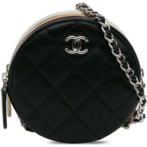 Pre-owned Chanel CC Round Triple Zip Crossbody Bag Black