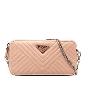 Pre-owned Prada Mini Impunture Diagramme Double Zip Bag Pink